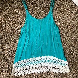 Teal and White Sheer Tank Top Size Medium